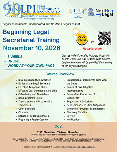 Beginning Legal Secretarial Training Online Course