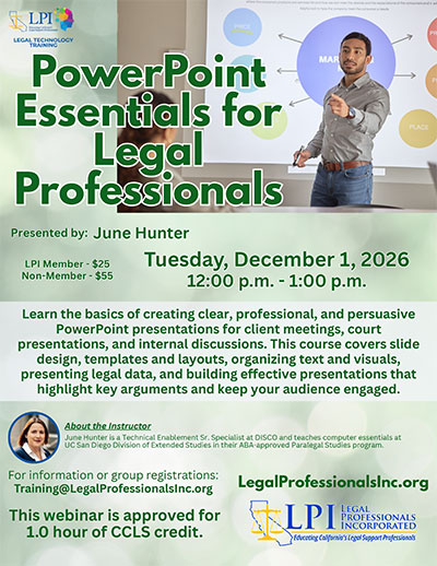 Webinar - PowerPoint Essentials for Legal Professionals - December 1, 2026