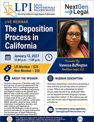 Webinar - The Deposition Process in California - January 13, 2027