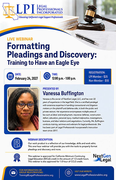Webinar - Formatting Pleadings and Discovery: Training to Have an Eagle Eye - February 24, 2027